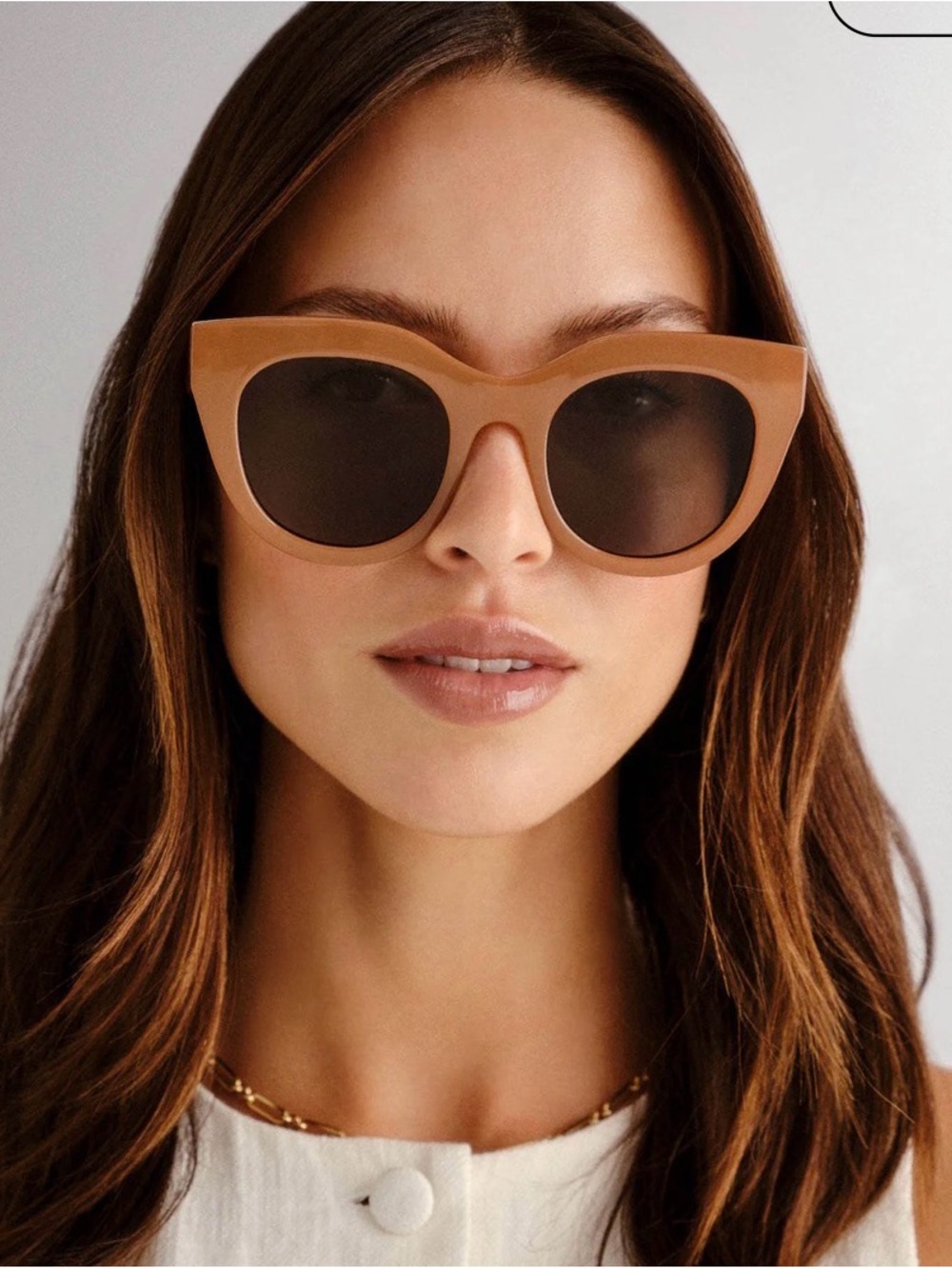 Le Specs Matte Tan Cat-Eye Sunglasses with Dark Lenses